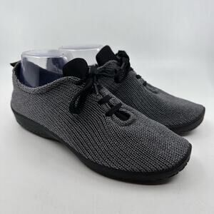 Arcopedico Net 3 Gray Knit Shoe Lace-Up Comfort Slip-On Women's EU39 US8 Black